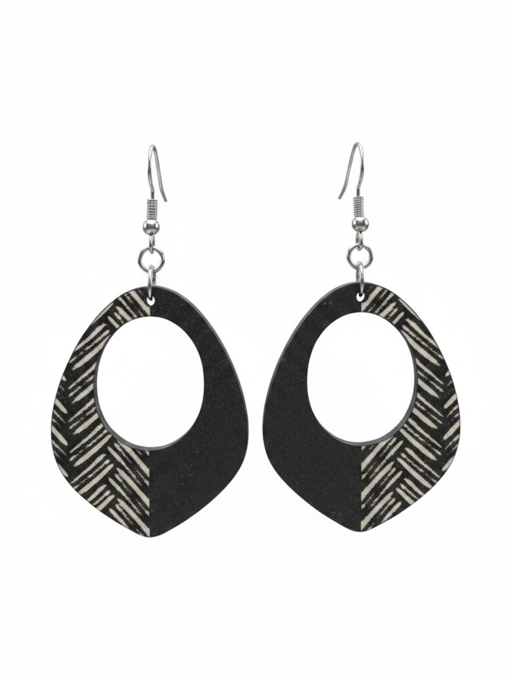 Black Patterned Drop Earrings - Women Jewelry